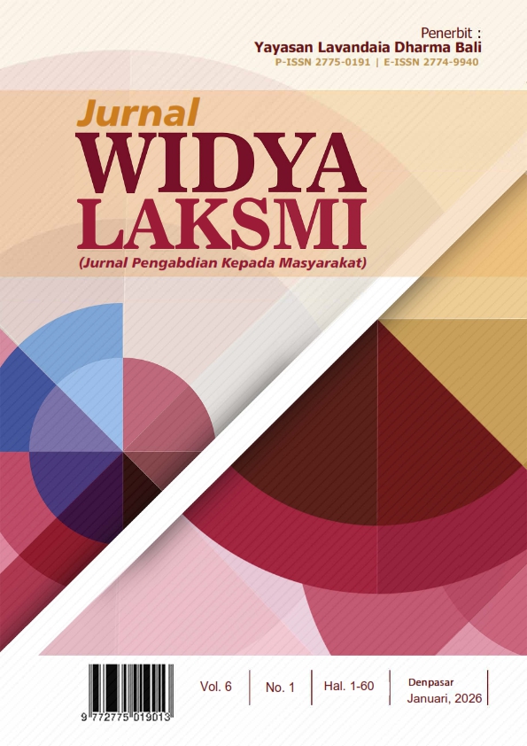 					View Vol. 6 No. 1 (2026): Jurnal WIDYA LAKSMI (Jurnal Pengabdian Kepada Masyarakat)
				